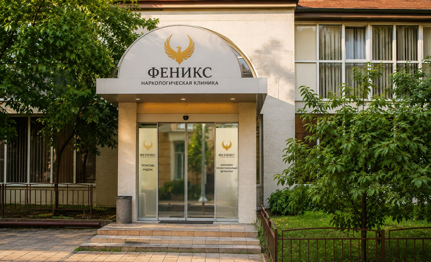 Вход в наркологическую клинику «Феникс» в Уссурийске